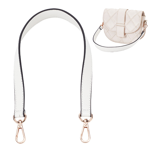 

PandaHall Leather Bag Straps, with Zinc Alloy Swivel Clasp, White, 50x2.45cm Leather White
