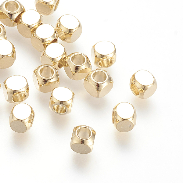 

PandaHall Brass Spacer Beads, Nickel Free, Real 18K Gold Plated, Cube, 5x5mm, Hole: 3mm Brass Cube