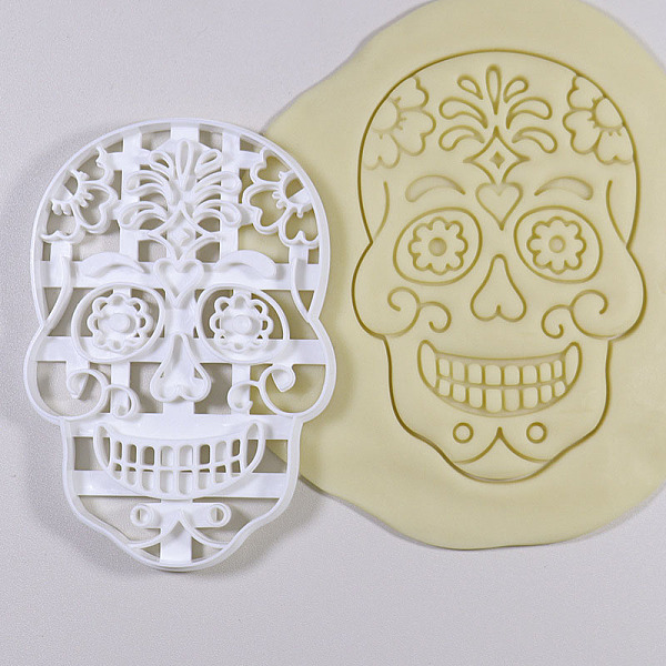 

PandaHall PP Plastic Cookie Cutters, Halloween, Skull, White, 130x90mm Plastic Skull White