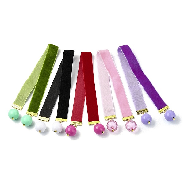 

PandaHall Ball Acrylic Pendant Bookmarks, Velvet Ribbon Bookmark, Mixed Color, 362x20mm, 5pcs/set Acrylic Multicolor