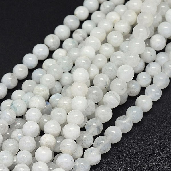 PandaHall Natural Rainbow Moonstone Beads Strands, Round, 8mm, Hole: 0.8mm, about 48~50pcs/strand, 15.3~15.9 inch(39~40.5cm) Rainbow...