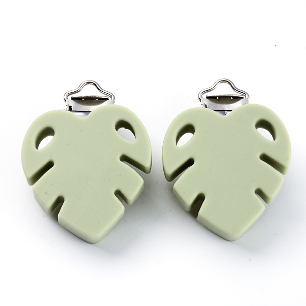

PandaHall Food Grade Eco-Friendly Silicone Baby Pacifier Clips, with 304 Stainless Steel Clips, Leaf, Stainless Steel Color, Dark Sea Green...