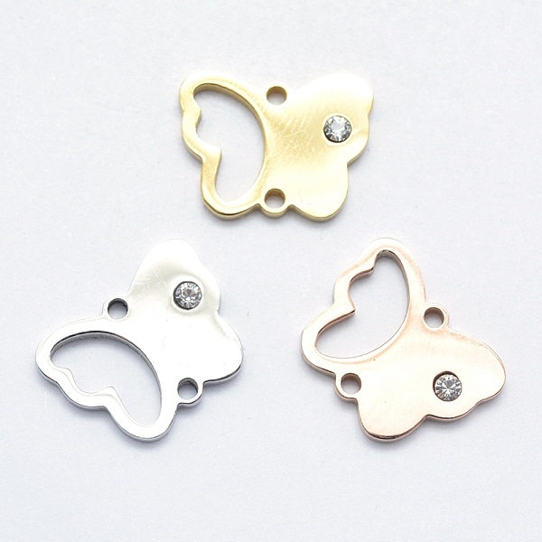 

PandaHall 316 Surgical Stainless Steel Micro Pave Cubic Zirconia Links connectors, Butterfly, Clear, Mixed Color, 11.5x15x2mm, Hole: 1mm 316...
