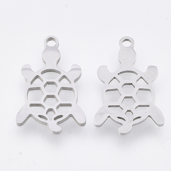 

PandaHall 201 Stainless Steel Pendants, Laser Cut Pendants, Tortoise, Stainless Steel Color, 17.5x11.5x1mm, Hole: 1.4mm 201 Stainless Steel...