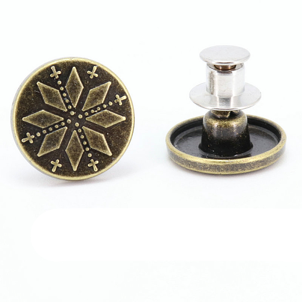 

PandaHall Alloy Button Pins for Jeans, Nautical Buttons, Garment Accessories, Round, Flower, 17mm Alloy Flower