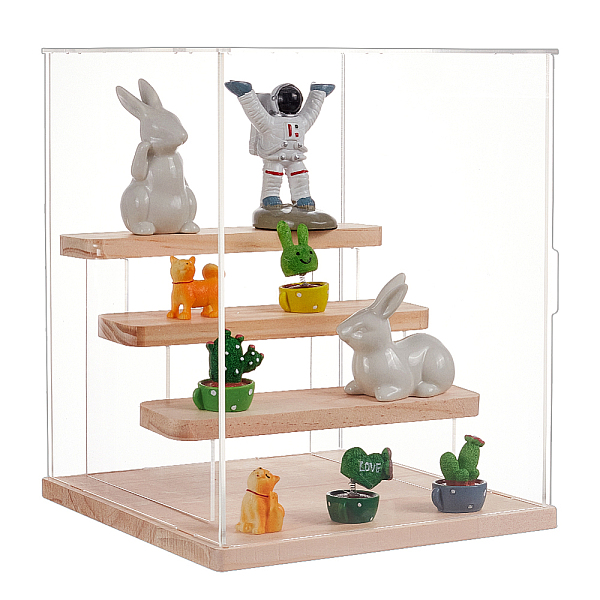 

PandaHall Assembled Acrylic Model Toy Display Box, 4-Tier Iron Building Block Show Case, with Wood Pedestals, Wheat, Finish Product..., Orange