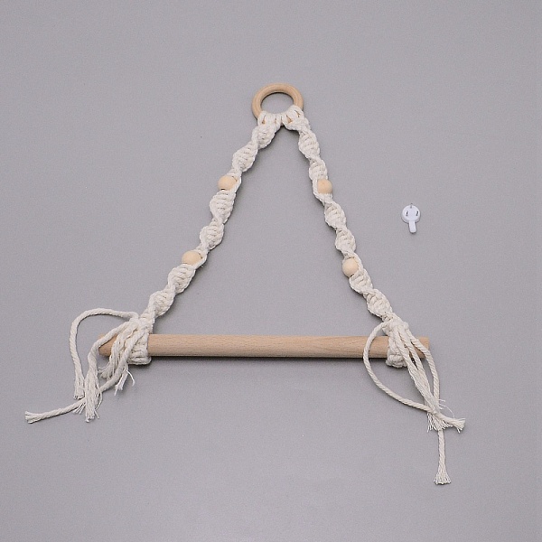 

PandaHall Toilet Wall Hanging Hand-Woven Rope Holder, for Roll Paper Wall Shelf Bathroom Accessories, Creamy White, 340x225x25mm Wood...