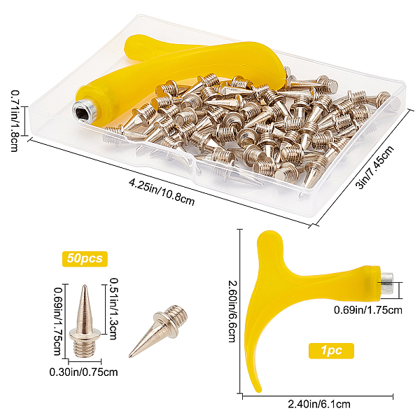 

PandaHall GORGECRAFT 51PCS Track Spikes 1/2 Inch Cross Country Spikes Steel Spikes Track Shoe Spikes Replacements and Spike Wrench for..., Multicolor