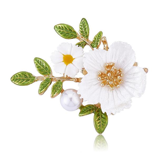

PandaHall Daisy Flower Brooch Alloy Enamel Sunflower Brooch Pin White Shell Beads Brooches Badge Jewelry for Jackets Backpack Corsage Lapel..., Green