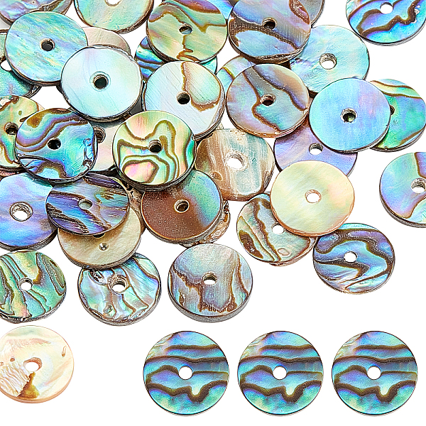 

PandaHall AHANDMAKER 40 Pieces Natural Abalone Shell Beads, 10mm Flat Round Coin Beads, Shell Charm for Jewelry Making and DIY Craft...