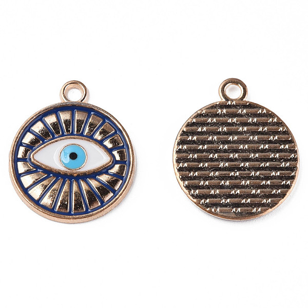 

PandaHall Alloy Enamel Pendants, Cadmium Free & Lead Free, Light Gold, Flat Round with Eye, Prussian Blue, 19x16x1.5mm, Hole: 1.8mm...