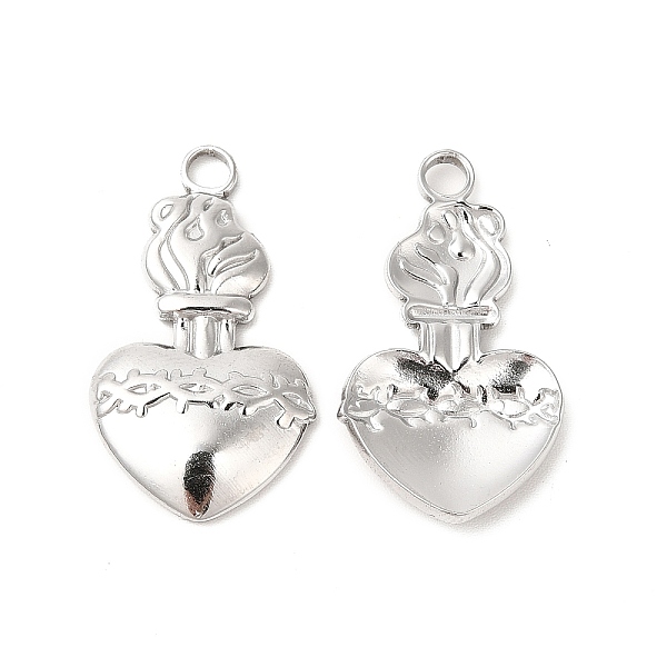 

PandaHall 304 Stainless Steel Pendants, Heart Charms, Stainless Steel Color, 27x15.5x3mm, Hole: 3mm 304 Stainless Steel Heart