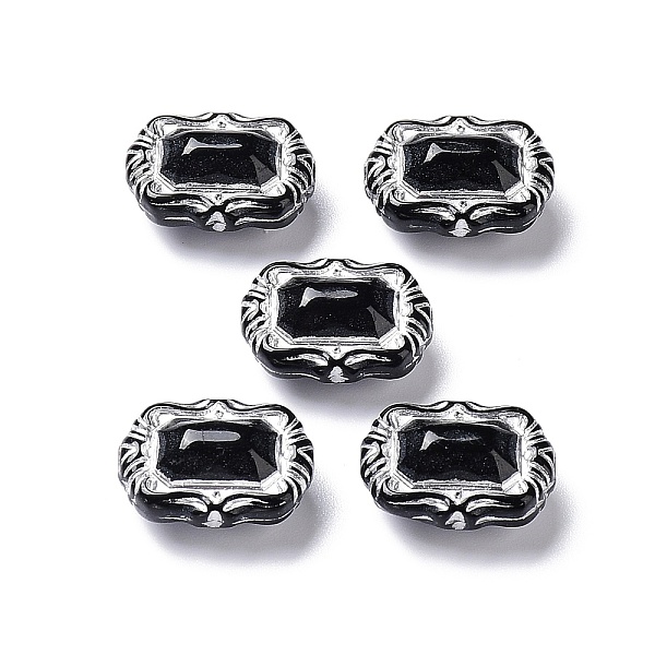 

PandaHall Opaque Acrylic Beads, Metal Enlaced, Rectangle, Black, 18x13.5x8.5mm, Hole: 1.8mm Acrylic Rectangle Black