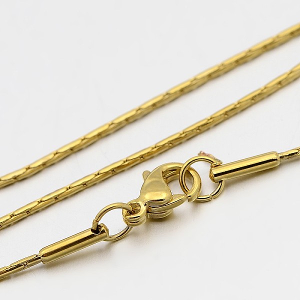 

PandaHall 304 Stainless Steel Boston Chain Necklaces, with Lobster Claw Clasps, Golden, 18.1 inch(46cm), 1mm 304 Stainless Steel