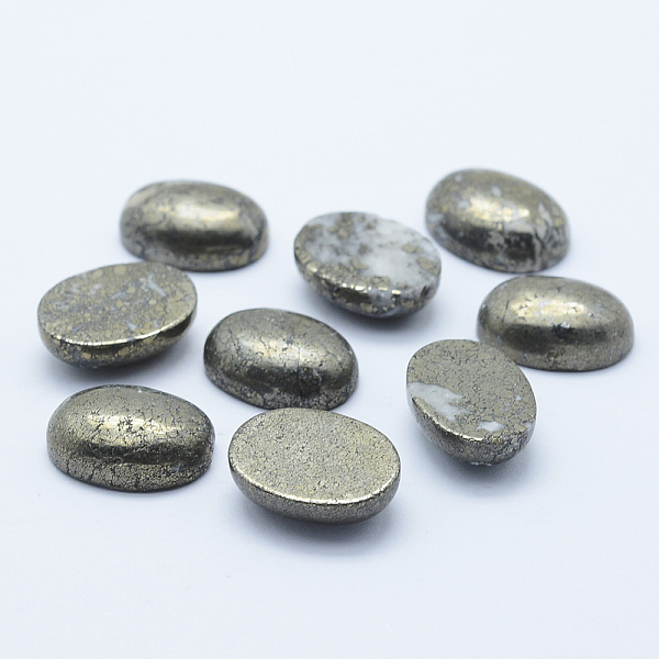 

PandaHall Oval Natural Pyrite Cabochons, 18x13x6mm Pyrite Oval Brown