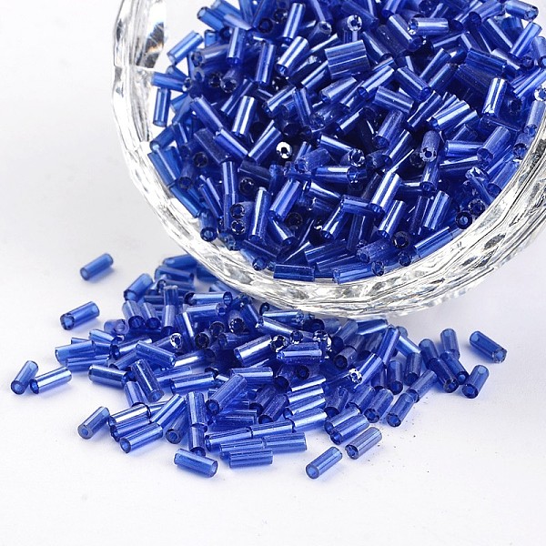 

PandaHall Transparent Colours Pearl Luster Plated Round Hole Glass Bugle Beads, Blue, 2~5x1.8~2mm, Hole: 0.8mm, about 12000pcs/450g Glass...