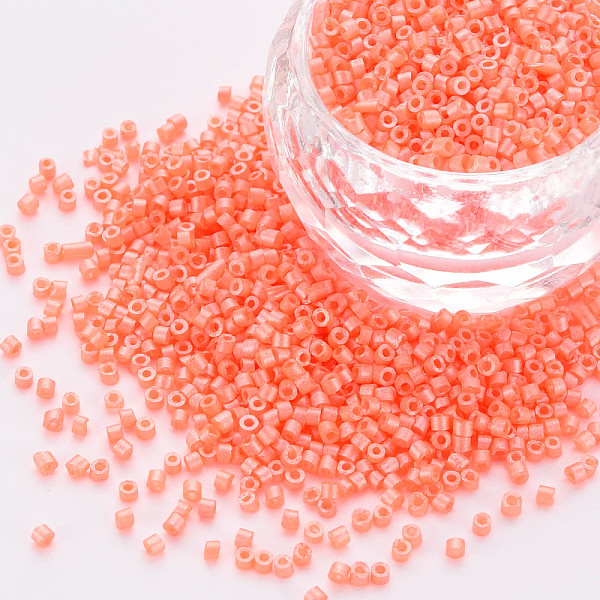 

PandaHall Fluorescent Color Glass Cylinder Beads, Seed Beads, Baking Paint, Round Hole, Light Salmon, 1.5~2x1~2mm, Hole: 0.8mm, about...