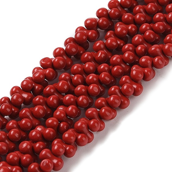 

PandaHall Dyed Synthetic Coral Beads Strands, Bone Shape, FireBrick, 8x4mm, Hole: 0.8mm, about 136pcs/strand, 15.75''(40cm) Synthetic Coral..., Red