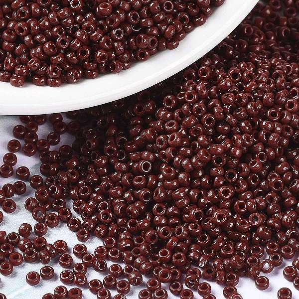 

PandaHall MIYUKI Round Rocailles Beads, Japanese Seed Beads, 15/0, (RR4470) Duracoat Dyed Opaque Maroon, 1.5mm, Hole: 0.7mm, about..., Red
