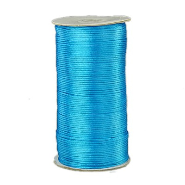 

PandaHall Eco-Friendly 100% Polyester Thread, Rattail Satin Cord, for Chinese Knotting, Beading, Jewelry Making, Dark Turquoise, 2mm, about..., Cyan