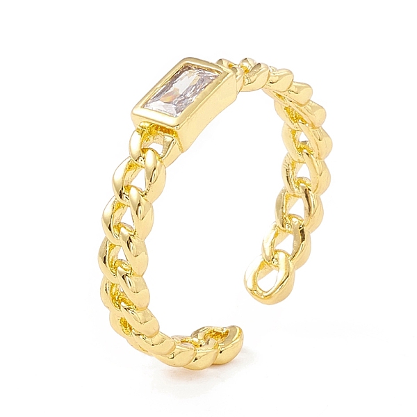 

PandaHall Cubic Zirconia Rectangle Open Cuff Ring, Real 18K Gold Plated Brass Jewelry for Women, Cadmium Free & Lead Free, Clear, US Size 7...