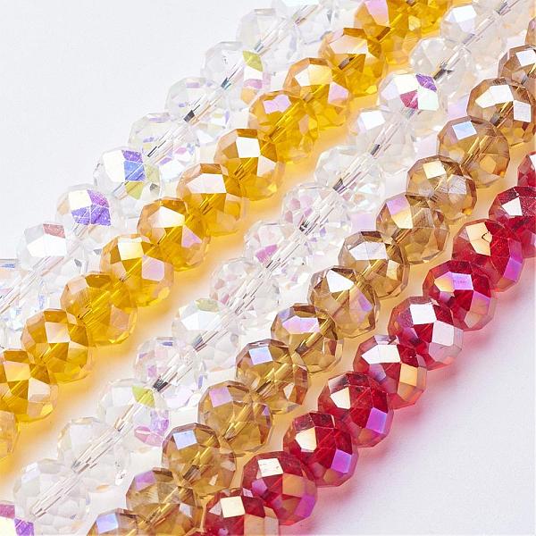 

PandaHall Electroplate Glass Beads Strands, AB Color Plated, Faceted, Rondelle, Mixed Color, 12x8mm, Hole: 1mm, about 72pcs/strand Glass..., Multicolor