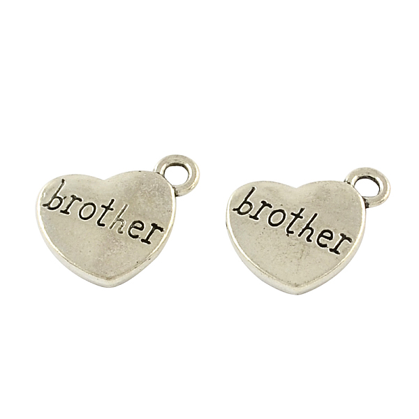 

PandaHall Tibetan Style Heart Alloy Pendants, with Word Brother, Cadmium Free & Lead Free, Antique Silver, 18x15x3mm, Hole: 3mm Alloy Heart