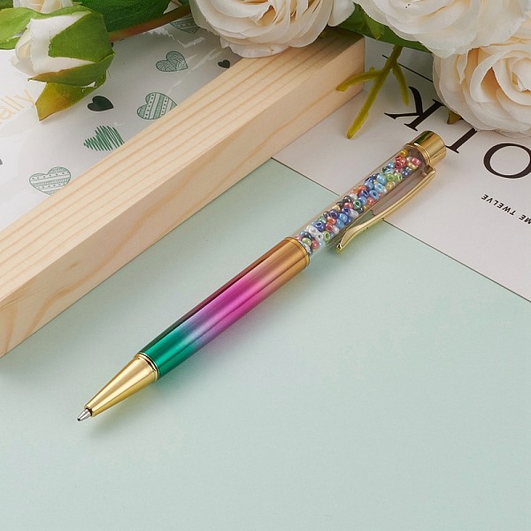 

PandaHall Ballpoint Pens, with Opaque Colors Lustered Glass Seed Beads inside, Colorful, 14.2x1.35x1cm Plastic