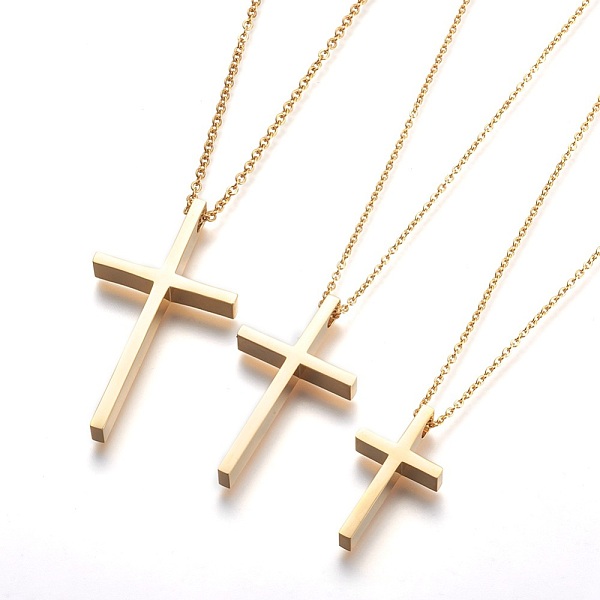 

PandaHall 304 Stainless Steel Pendant Necklaces, Cross, Golden, 17.71 inch~20.47 inch(45~52cm) 304 Stainless Steel