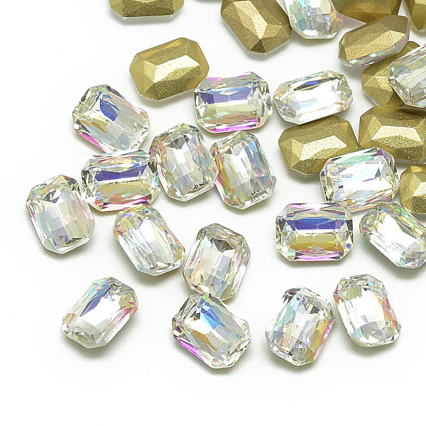 

PandaHall DIY Pointed Back K9 Glass Rhinestone Cabochons, Random Color Back Plated, Faceted, Rectangle Octagon, Colorful, 6x4x2.5mm Glass..., Multicolor