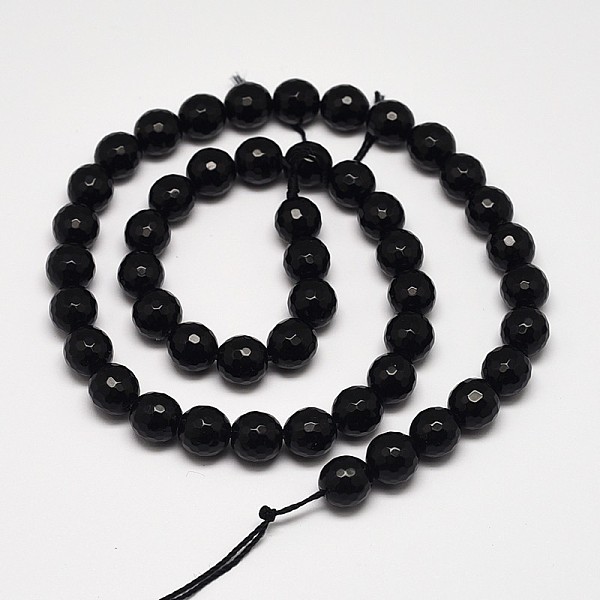 

PandaHall Faceted Round Grade A Black Stone Beads Strands, Dyed, Black Stone, 12mm, Hole: 1mm, about 32pcs/strand, 15.3 inch Black Stone...