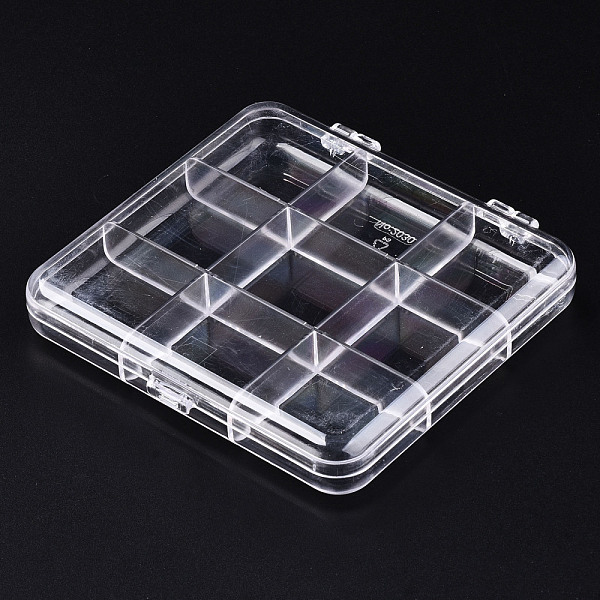 

PandaHall Polystyrene Bead Storage Containers, 9 Compartments Organizer Boxes, with Hinged Lid, Rectangle, Clear, 10.8x9.8x1.75cm...