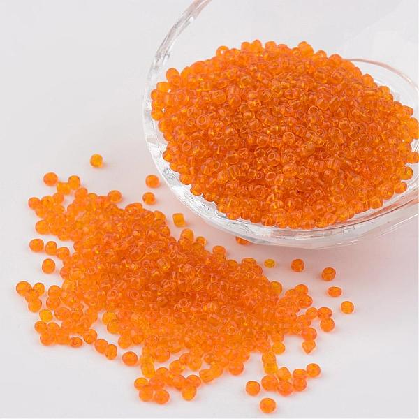 

PandaHall 8/0 Glass Seed Beads, Transparent, Round, Orange, 3mm, Hole: 1mm, about 1097pcs/50g Glass Orange