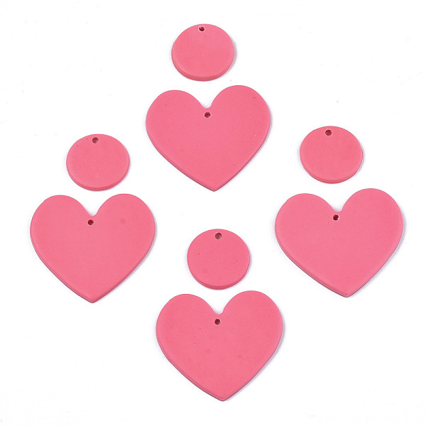 

PandaHall Handmade Polymer Clay Pendants, Heart & Flat Round, Pale Violet Red, 18~33x18~38x2.5~3mm, Hole: 1.8mm, 2pcs/set Polymer Clay Mixed...
