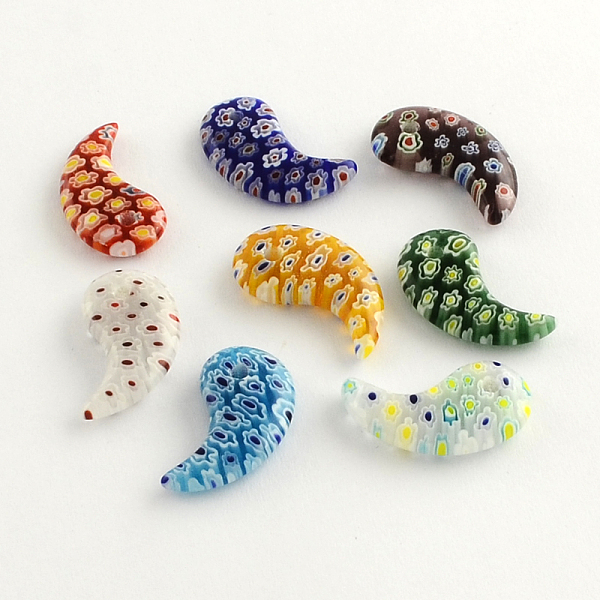 

PandaHall Handmade Millefiori Glass Pendants, Mixed Color, 24x14x4.5mm, Hole: 2mm Millefiori Lampwork Others Multicolor