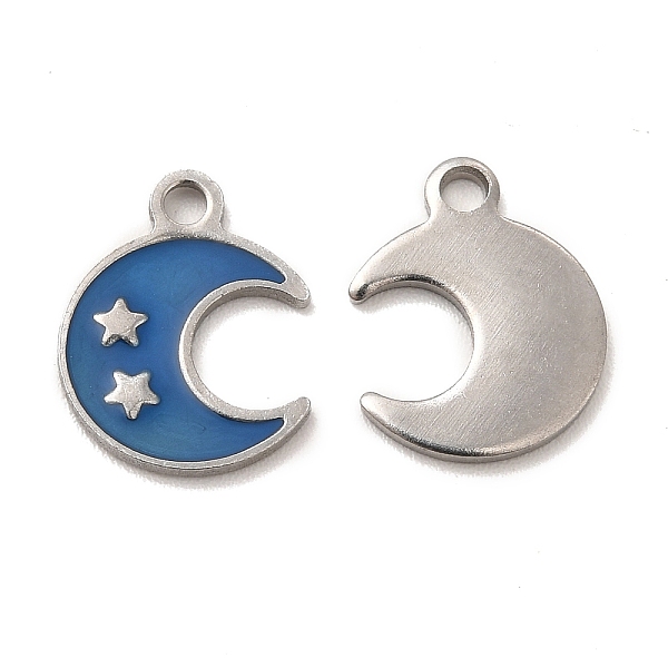 

PandaHall 304 Stainless Steel Enamel Pendants, Moon with Star Charm, Stainless Steel Color, 12.5x10x1mm, Hole: 1.6mm Stainless Steel+Enamel...