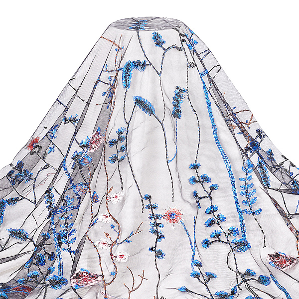 

PandaHall BENECREAT Polyester Organza Fabric, Embroidery Flower Pattern Tulle Mesh Fabric, for DIY Evening Dress, Skirt Bridal Dress, Blue...