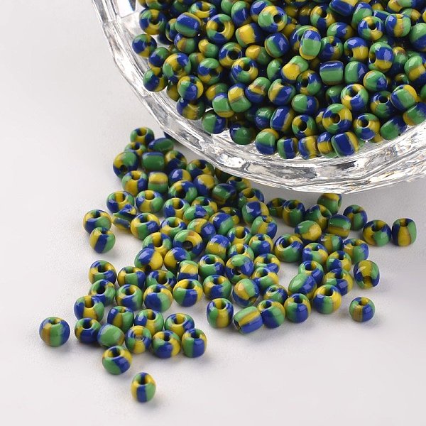 

PandaHall 8/0 Opaque Colours Seep Glass Beads, Round Seed Beads, Colorful, 2.5~3x2~3mm, Hole: 0.8mm, about 15000pcs/450g Glass