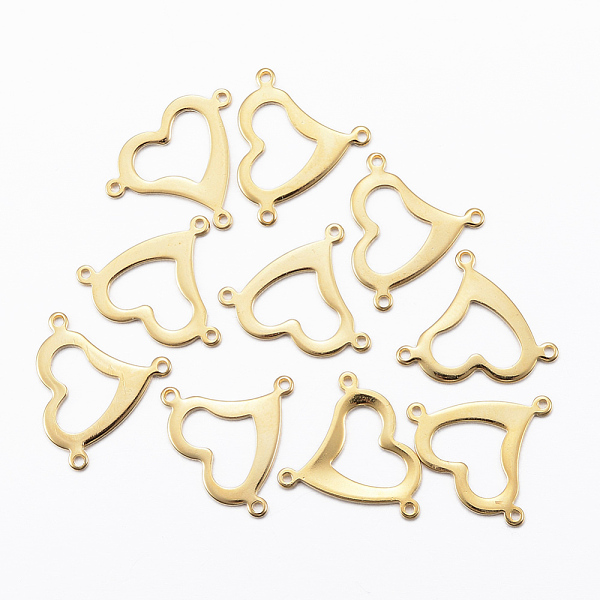 

PandaHall 201 Stainless Steel Chandelier Component Links, 3 Loop Connectors, Heart, Golden, 17x20x1mm, Hole: 1mm 201 Stainless Steel Heart