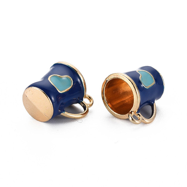 

PandaHall Rack Plating Alloy Enamel Charms, Cadmium Free & Nickel Free & Lead Free, Cup, Light Gold, Marine Blue, 14x14x11mm, Hole: 1.5mm...
