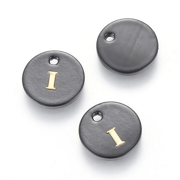 

PandaHall Freshwater Shell Charms, with Gold Blocking Letter, Dyed, Flat Round, Black, Letter.I, 11x1.5mm, Hole: 1.5mm Freshwater Shell...
