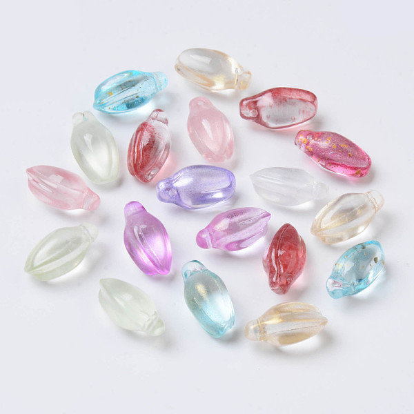 

PandaHall Transparent Spray Painted Glass Pendants, Mixed Style, Bud, Mixed Color, 15x8.5x7.5mm, Hole: 1.2mm Glass Flower Multicolor