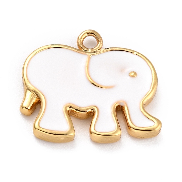 

PandaHall Golden Brass Enamel Pendants, Long-Lasting Plated, Elephant, White, 16x17.5x2mm, Hole: 1.6mm Brass+Enamel Elephant White