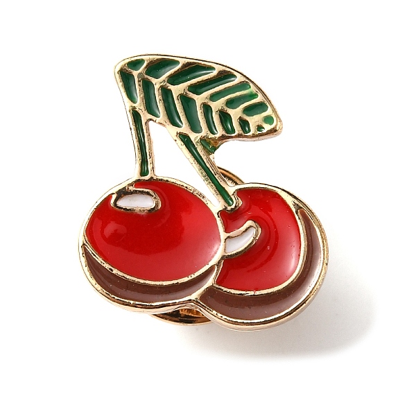

PandaHall Cherry Enamel Pin, Fruit Alloy Badge for Backpack Clothes, Light Gold, Red, 18x17x11mm Alloy+Enamel Red