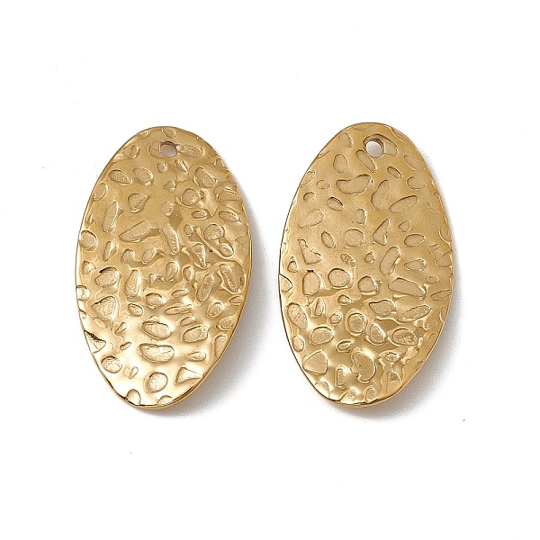 

PandaHall Vacuum Plating 201 Stainless Steel Pendants, Textured, Oval Charm, Real 18K Gold Plated, 26.5x15x2mm, Hole: 1.5mm 201 Stainless...