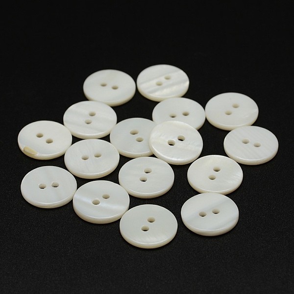 2-Hole Shell Flat Round Buttons