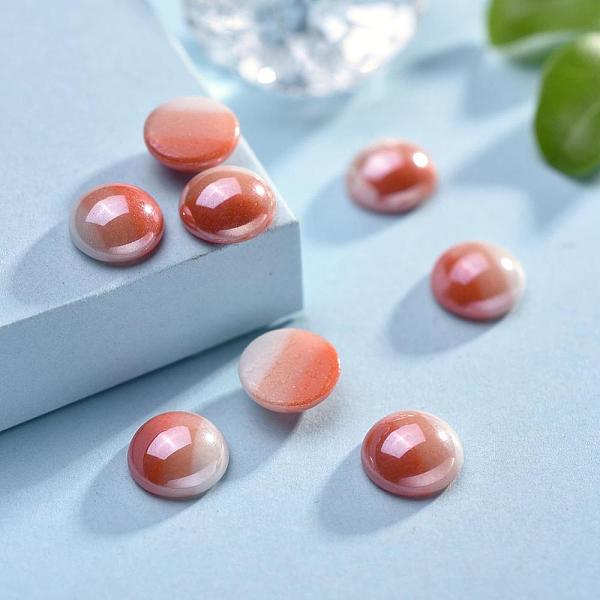 

PandaHall Opaque Glass Cabochons, Stripe Pattern, Tri-color Stripe, Half Round, Colorful, 8x3.5mm Glass Half Round