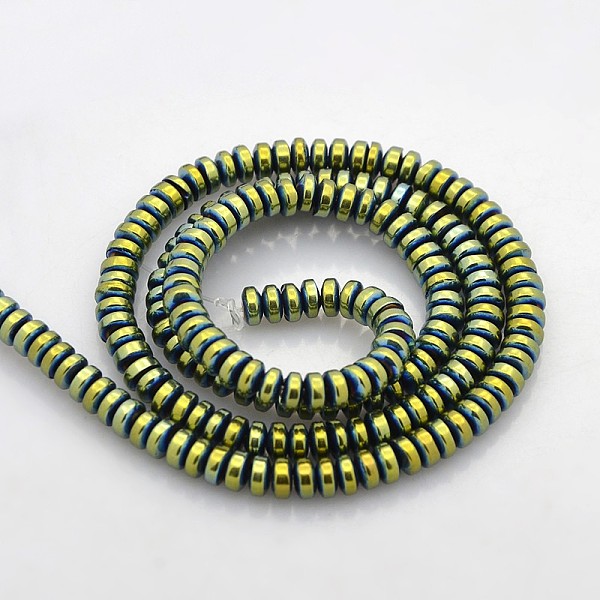 

PandaHall Electroplate Non-magnetic Synthetic Hematite Beads Strands, Heishi Beads, Flat Round/Disc, Mixed Color, 4x2mm, Hole: 1mm, about...