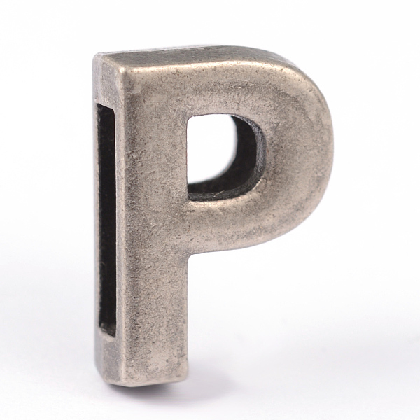 

PandaHall Tibetan Style Alloy Letter Slide Charms, Antique Silver, Letter.P, 15x10x4.5mm, Hole: 10.5x2.5mm Alloy Letter