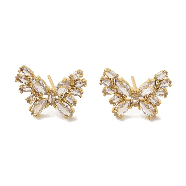

PandaHall Rack Plating Brass Micro Pave Cubic Zirconia Studs Earrings, Long-Lasting Plated, Lead Free & Cadmium Free, Butterfly, Real 18K...